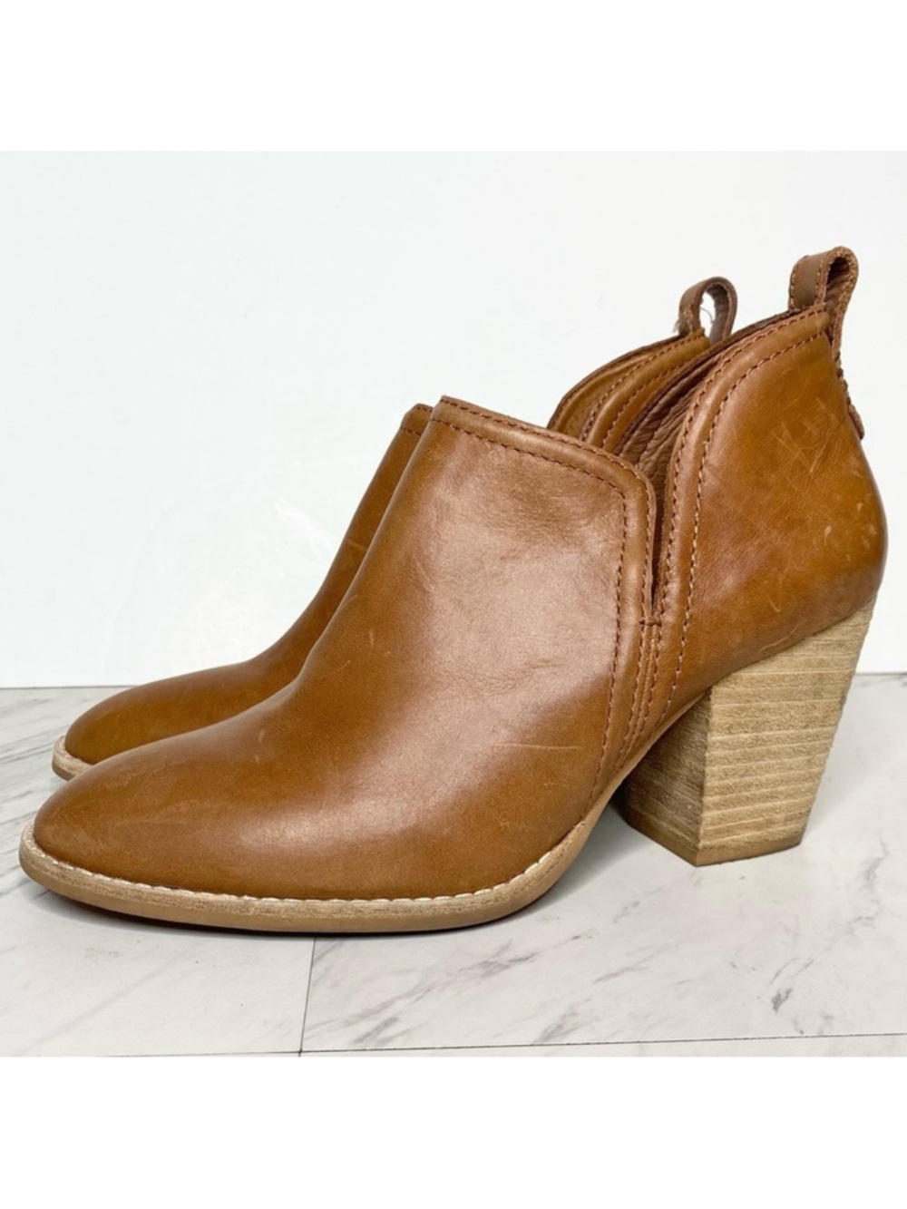 Jeffrey Campbell Rosalee Brown Leather Heeled Bootie 8.5